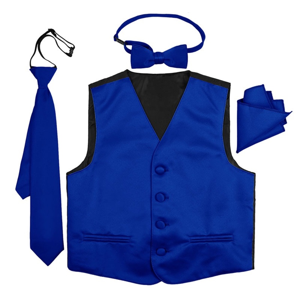 Blue BOYS 4 PIECE SATIN VEST SET